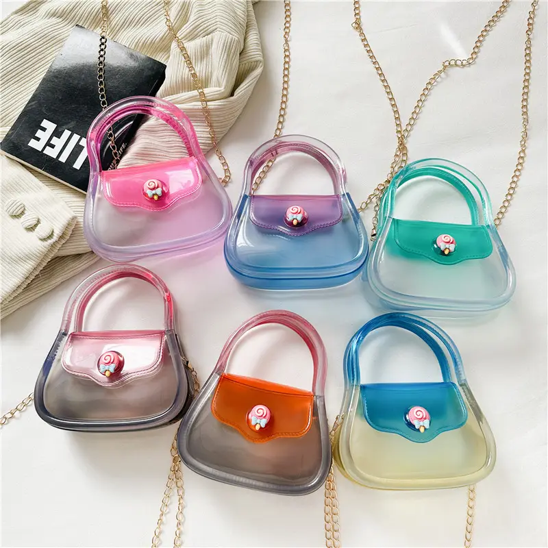 Mini sacs à bandoulière transparents exquis sacs à main en PVC transparent de couleur bonbon pour les filles
