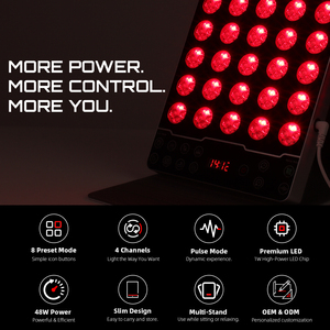 Panneau de <span class=keywords><strong>luminothérapie</strong></span> LED portable SunPlus, véritable 48W, 120 LED de 1W, 4 couleurs, 8 modes prédéfinis, appareil de soin de la peau à impulsions pour la maison et les voyages - Product Image 3