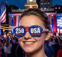 Accessoires de fête du 4 juillet USA, lunettes patriotiques pour le 250e anniversaire, lunettes de soleil patriotiques