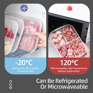 Kitchen Fridge 4 Grids Side <b>Food</b> Meat <b>Container</b> Organizer Freezer Frozen Storage Crisper Box for Refrigerator - Product Image 5