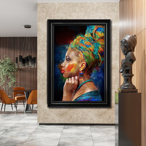 Retrato Colorido <span class=keywords><strong>de</strong></span> Mujer Africana, Arte <span class=keywords><strong>de</strong></span> Pared Acrílico, Pintura Moderna Abstracta <span class=keywords><strong>de</strong></span> Mujer Negra - Product Image 3
