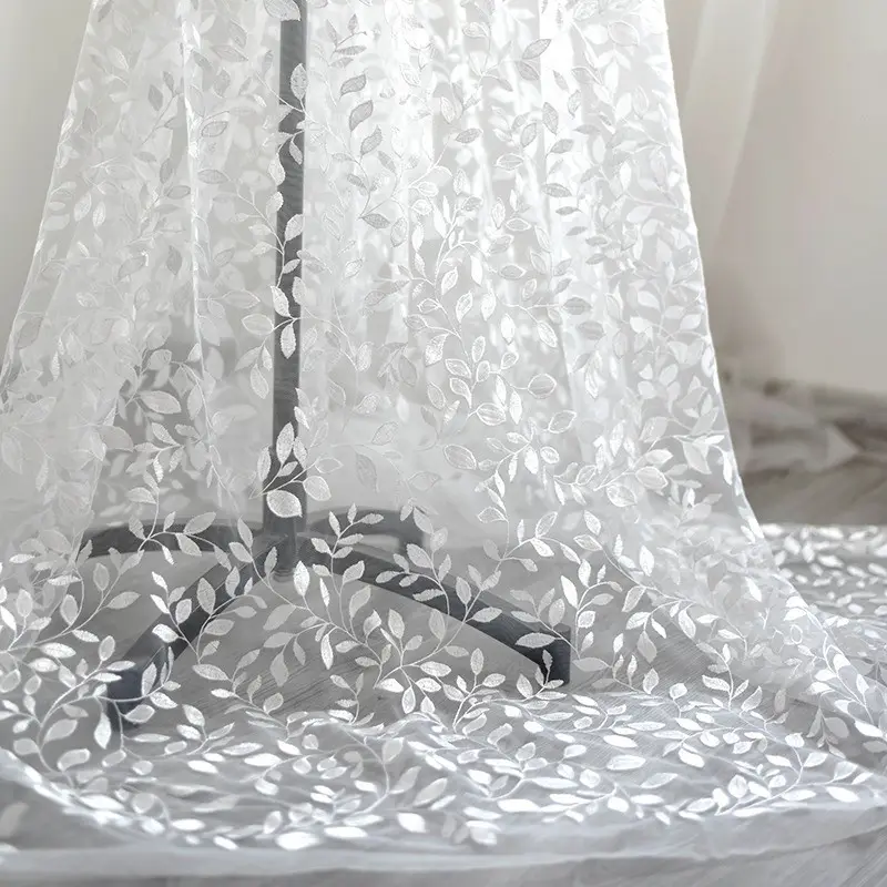 Folha Branch Cor Personalizado De Noiva De Luxo Marfim Branco Exquisite Design De Vestido De Casamento Bordado De Tule Tecido De Renda