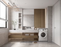 Armoires de rangement modernes pour buanderie, compatibles avec l'évier et la machine à laver, idéales pour le rangement dans le salon