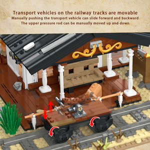 Kit de Construcción de Estación Ferroviaria del Oeste de 3288 Piezas, 2 Pisos Desmontables, Luz LED, Carro Deslizante, Decoración STEAM para el Hogar, Regalo para Niños - Product Image 4