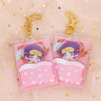 Porte-clés en acrylique PVC personnalisé, étui de protection, porte-clés suspendu en plastique, dessin animé, porte-clés rotatif en acrylique, mignon
