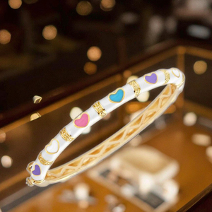 <span class=keywords><strong>Bracciale</strong></span> Smaltato alla Moda per Bambini, Placcato Oro in <span class=keywords><strong>Argento</strong></span> Sterling 925 con Zirconi, Apertura Traforata Vintage, <span class=keywords><strong>Bracciale</strong></span> da Matrimonio per Donne - Product Image 3