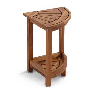 Taburete de ducha de esquina de madera de Acacia personalizado, Banco de ducha de teca impermeable, silla, patas de afeitado, reposapiés de estilo tradicional para Baño - Product Image 1