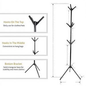 Minimalist Standing Metal Coat <b>Rack</b> With Tripod Base For Living Room Storage Holders And <b>Racks</b> Non Foldable Single Tier Design - Product Image 2