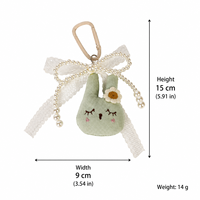 Porte-clés Lapin en Peluche Mignon Fait Main avec Nœud, Breloque pour Sac, Voiture, Clés, Sac à Dos
