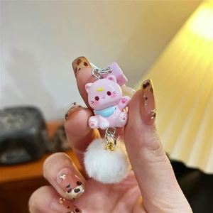 Colgante de gato con cuentas, cadena para teléfono móvil estilo 'Sweet Girl', llavero de plástico con diseño de dibujos animados, accesorios Kawaii - Product Image 2