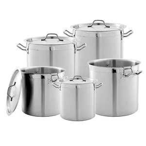 Factory Outlet Stainless Steel 3 Layer Composite Bottom Soup Pot With Cover Tall Storage Tank Brew Bucket