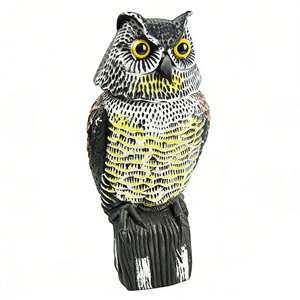 Sculpture d'hibou réaliste à tête rotative à 360° avec son, pour extérieur, décoration de jardin, répulsif d'oiseaux, vente en gros - Product Image 4