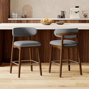 Silla de Bar Moderna, Ecológica, Resistente al Agua, con Estructura de Madera Sólida, Respaldo de 26.5 Pulgadas de Altura, para Dormitorio, Comedor y Sala de Estar - Product Image 1