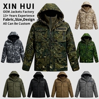 Veste de travail réversible coupe-vent à capuche en jean camouflage pour homme, personnalisée, marque privée, écologique, avec intérieur en soie, vente en gros 2026
