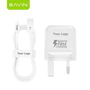 BAVIN İngiltere tak 18W cep telefonu adaptörü hızlı şarj USB telefon şarj veri kablosu PC635E