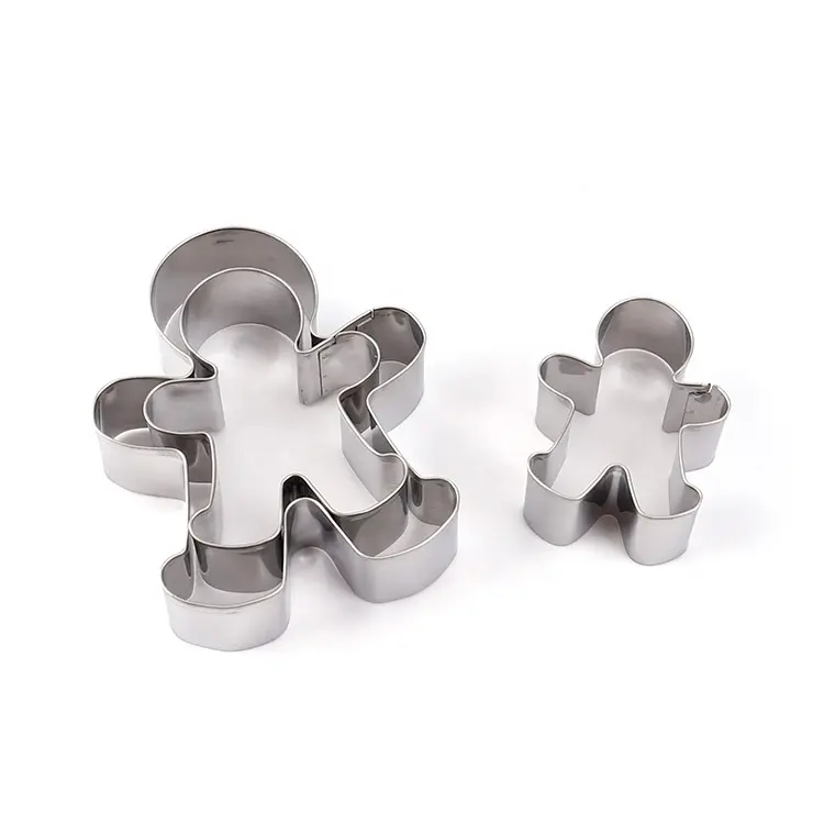 3Pcs baking diy cake pastry bread decorating stainless steel 3d christmas ginger gingerbread man cookie cutter