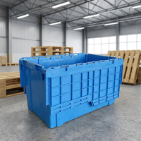 Caisses empilables renforcées avec couvercle, manipulation et empilage faciles, bac logistique en plastique