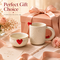 Mug à café en céramique Sweet Heart 400 ml, design cœur 3D, haute résistance, compatible micro-ondes et lave-vaisselle, cadeau pour la Saint-Valentin