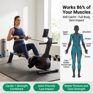 Máquina <span class=keywords><strong>de</strong></span> Remo para Ejercicio Cardiovascular <span class=keywords><strong>de</strong></span> Cuerpo Completo, Plegable, Compacta, con <span class=keywords><strong>Monitor</strong></span> LCD, Contador <span class=keywords><strong>de</strong></span> Calorías y Resistencia Magnética - Product Image 6