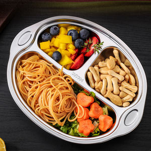 इकिसिसिटेबल फूड ग्रेड फास्ट फूड प्लेट स्कूल बच्चों 4/5 कंपार्टमेंट मेस स्टेनलेस स्टील सेशनल प्लेट्स - Product Image 6