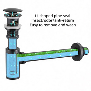 En gros, <span class=keywords><strong>Siphon</strong></span> de vidage pop-up en laiton poli 4 pouces, Ensemble de vidage moderne anti-corrosion pour lavabo et baignoire de cuisine - Product Image 6