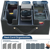 Boîte de rangement pour cartes de jeux de table en cuir PU grande capacité, écologique, avec compartiment amovible, pour présentation en vitrine, résistante à l'humidité, avec poignée