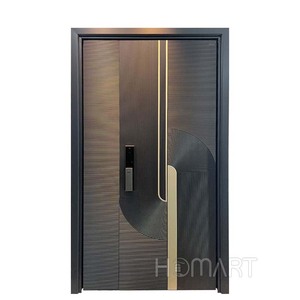 Pintu masuk minimalis Modern mewah hitam dan emas bertekstur artistik desain pintu masuk; Gerbang Villa keamanan kelas atas - Product Image 4