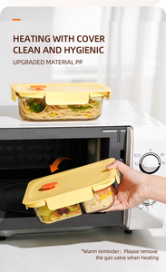 Contenants de préparation de repas au micro-ondes <span class=keywords><strong>en</strong></span> <span class=keywords><strong>verre</strong></span>, boîtes à lunch bento avec couvercles anti-brûlure résistants à la chaleur - Product Image 2