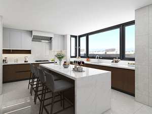 Gabinetes de Cocina Modernos en Forma de L, Acabado en Melamina Blanca y con Veteado de Madera, con Iluminación - Product Image 2