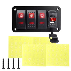 Yuhe YH-DH4-QA 3 Gang <b>12V</b> SPST USB Charger Voltmeter Aluminum Panel on Off with Pre-Wired for Boat of Rocker <b>Switch</b> - Product Image 2
