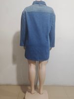 Robe en jean décontractée à manches longues pour femme avec poche à revers et coupe ample, imprimé numérique tendance, collection printemps-automne, best-seller