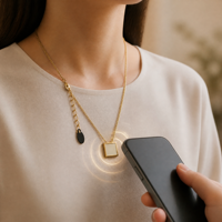Fabricant de bracelets intelligents NFC OEM/ODM, chaîne en laiton de haute qualité, plaqué or, pendentif NFC Ntag213, bijoux intelligents étanches