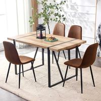 Mobilier de salle à manger moderne et luxueux Chaises d'appoint rembourrées de style médiéval à 4 sièges Ensemble table et chaises en métal bois MDF