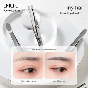 LMLTOP A011, venta al por mayor, pinzas para <span class=keywords><strong>cejas</strong></span> de acero inoxidable, Punta puntiaguda, pinzas para depilación de <span class=keywords><strong>cejas</strong></span>, tipos de punta plana inclinada, herramienta de belleza - Product Image 2