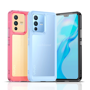 Chống Trầy Xước Cứng Acrylic Mềm TPU Khung Chống Rơi Vỏ Di Động Cho Phụ Kiện Điện Thoại Trong Suốt Vivo V23 - Product Image 1