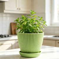 Petit pot de fleurs circulaire moderne en PP avec trous de drainage, durable, capacité de 0,61 L, pour plantes bonsaï - Utilisation à la maison, sur le bureau, sur la terrasse