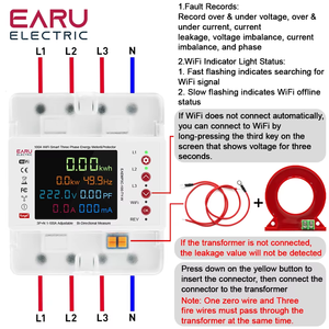 <span class=keywords><strong>Triphasé</strong></span> Tuya WiFi Smart Bi-directionnel Énergie Power Meter Fuite Sur <span class=keywords><strong>Sous</strong></span> Tension Protecteur Commutateur Limite De Courant EAEMP3C - Product Image 4
