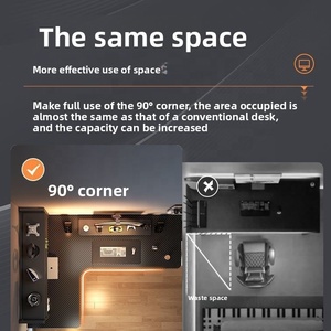 Modern Wooden <strong>Corner</strong> Gaming <strong>Desk</strong> for Dual-Player School &amp; Study <strong>Compact</strong> Design for Small Apartments - Product Image 2