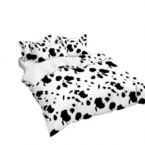 Juego de Ropa de Cama con Estampado de Vacas Blancas y Negras, Envío Directo desde la UE, 3 Piezas, Funda de Edredón de Poliéster, Stock Local en Polonia, 160x200 180x200 - Product Image 1