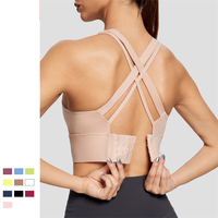 Soutien-gorge de sport pour femme grande taille, à maintien élevé, antichoc, en Spandex/Nylon respirant, avec coussinets amovibles, effet push-up, pour le yoga