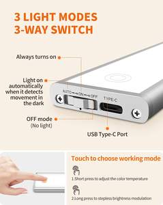 2.3瓦可调光发光二极管u盘橱柜灯现代白色手扫描触摸控制夜间传感器室内厨房卧室照明运动 - Product Image 3