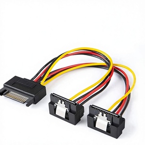 CableCreation SATA 电源线 [2 件装] 6 英寸 15 针公头转 2x15 针弯角母头电源分线器，适用于 DVD 刻录机 - Product Image 1