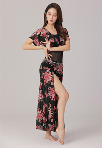 Sexy cómodo malla color estampado leopardo estampado flor patrón <span class=keywords><strong>disfraces</strong></span> vestido conjunto para mujer danza del vientre ropa - Product Image 2