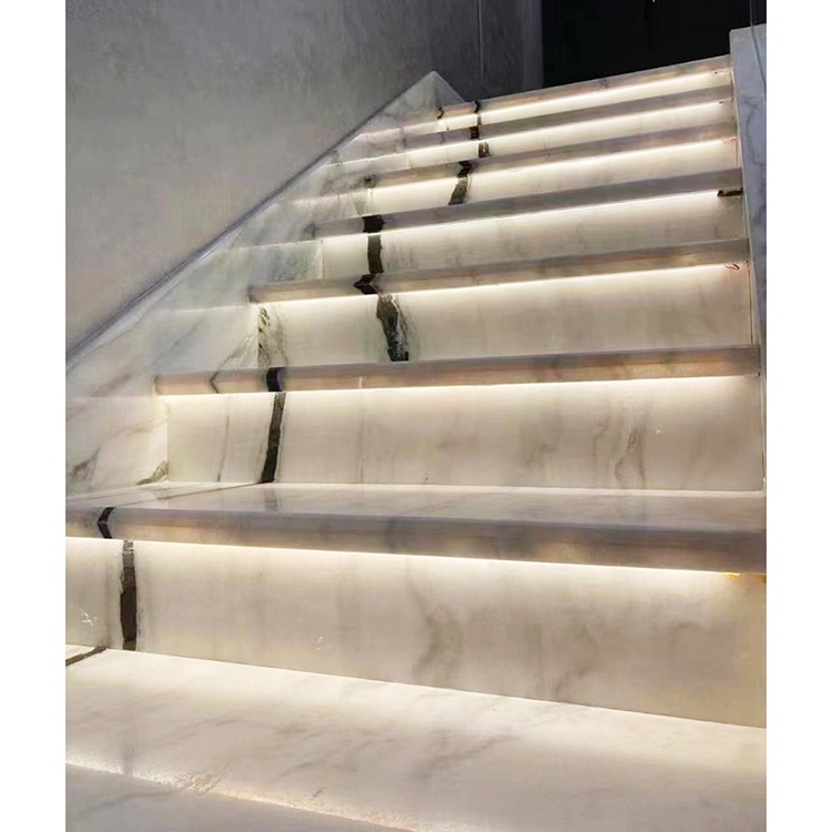 High quality panda marble polished tile modern black and white marble stairs