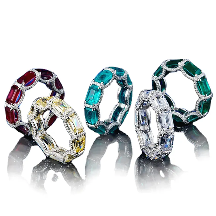 Modian — bague à sequins en zircon cubique, anneau très tendance avec motif baguette en argent massif 925