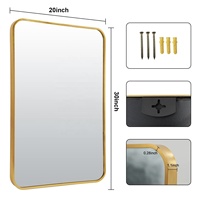 Stock d'usine minimaliste encadré salle de bain argent miroir rectangle verre mur décor de chambre avec effet LED néon infini