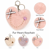 Porte-clés cœur en fausse fourrure de vison moelleuse, breloque pompon doux et mignon, pour sac, clés de voiture, sac à main, cadeau