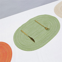 Set de table ovale nordique en coton tressé, résistant à la chaleur, tissé, blanc cassé, lavable, pour la décoration de table à manger à la maison ou au café