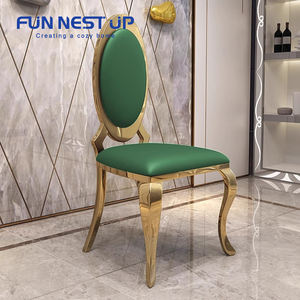 FUN NEST Hotel Silla de banquete de lujo Forma ovalada Estilo europeo Silla de comedor Diseño del hogar Silla de comedor ovalada de acero inoxidable - Product Image 4