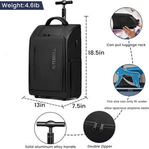 BSCI Rolling wheeled <b>backpack</b> for business travel, travel <b>backpack</b> with <b>wheels</b> for women and men - Product Image 6